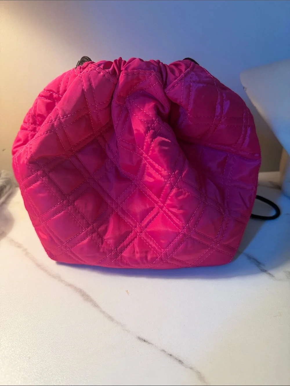 Lancome Hot Pink Quilted Drawstring Cosmetic Pouch